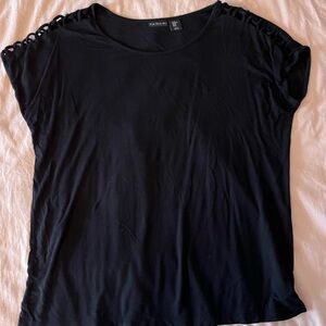 Black Women's Knit Top with Shoulder Cutouts